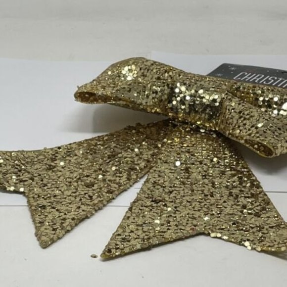 7.5” Gold Christmas Bow Decoration Or Packing The Gift Box Glitter Bow New‎ - Picture 9 of 11